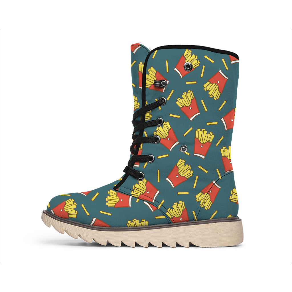 Doodle French Fries Pattern Print Winter Boots