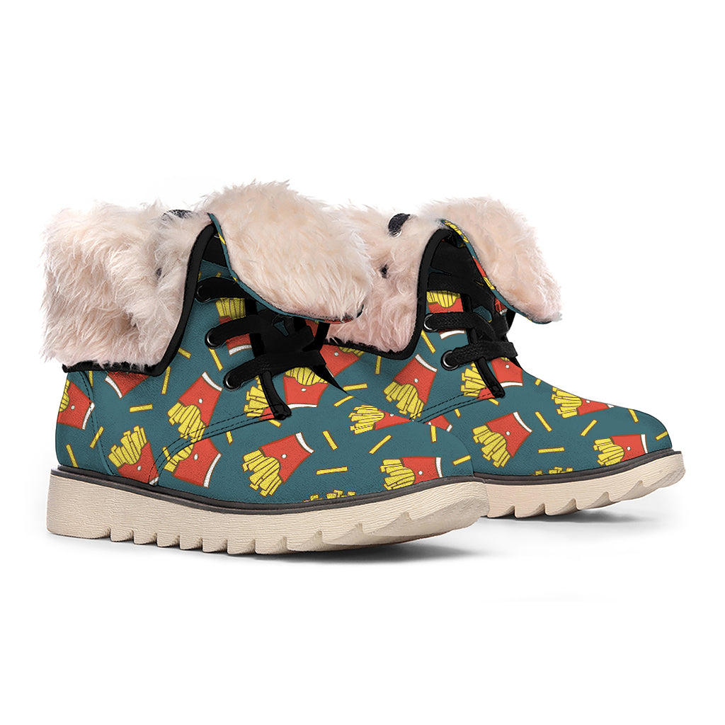 Doodle French Fries Pattern Print Winter Boots