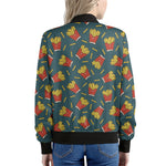 Doodle French Fries Pattern Print Women's Bomber Jacket