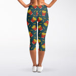 Doodle French Fries Pattern Print Women's Capri Leggings