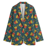 Doodle French Fries Pattern Print Women's Cotton Blazer