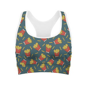 Doodle French Fries Pattern Print Women's Sports Bra