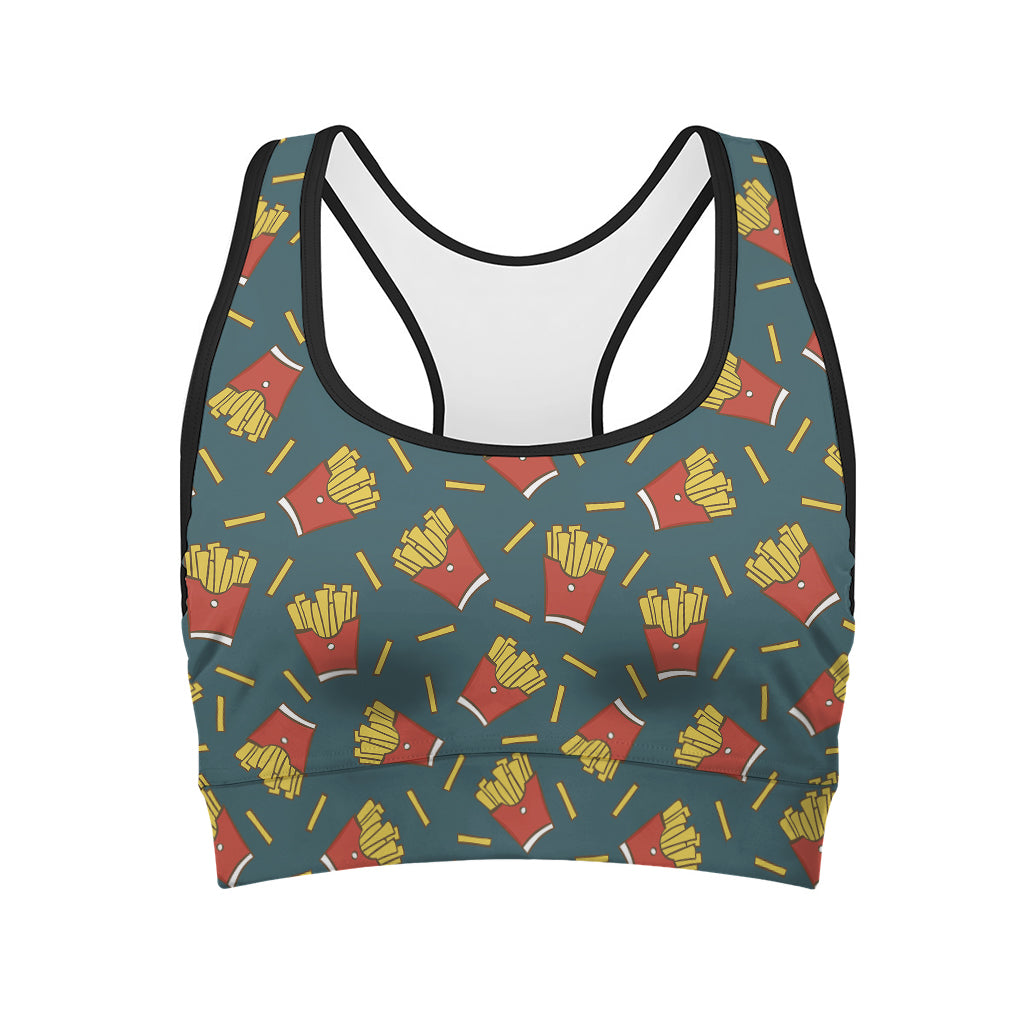 Doodle French Fries Pattern Print Women's Sports Bra