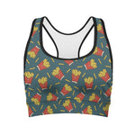 Doodle French Fries Pattern Print Women's Sports Bra