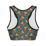 Doodle French Fries Pattern Print Women's Sports Bra