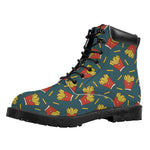 Doodle French Fries Pattern Print Work Boots