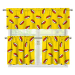 Doodle Japanese Sushi Pattern Print 3 Piece Kitchen Curtains