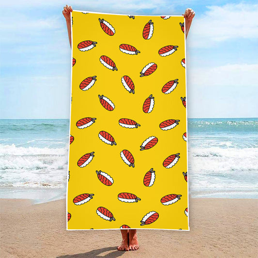 Doodle Japanese Sushi Pattern Print Beach Towel