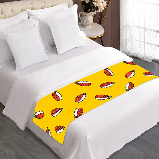 Doodle Japanese Sushi Pattern Print Bed Runner
