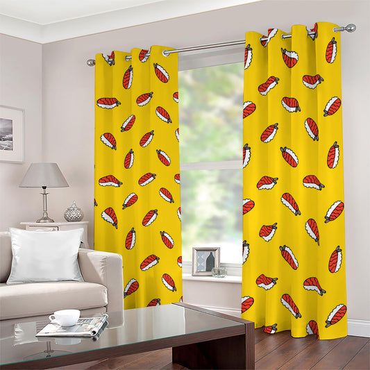 Doodle Japanese Sushi Pattern Print Blackout Grommet Curtains