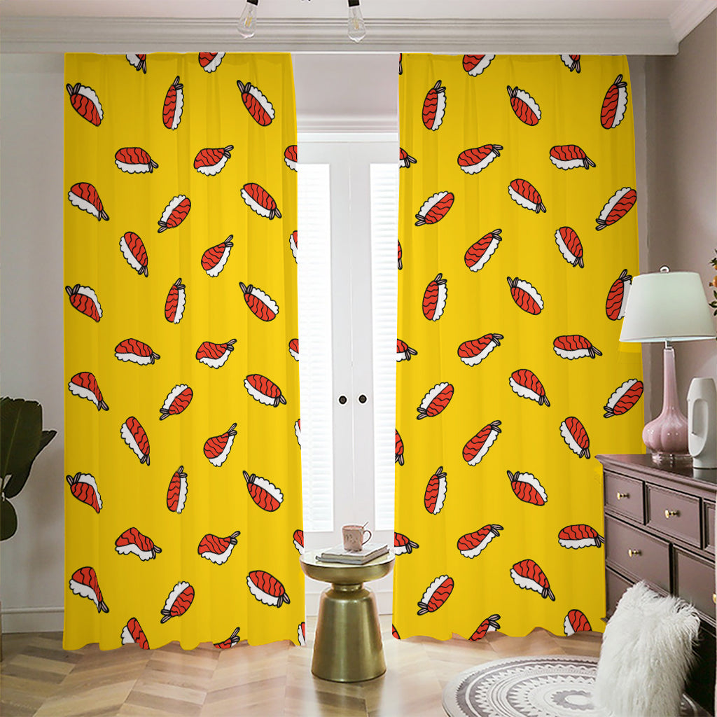 Doodle Japanese Sushi Pattern Print Blackout Pencil Pleat Curtains