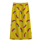 Doodle Japanese Sushi Pattern Print Cotton Front Slit Maxi Skirt