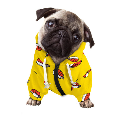 Doodle Japanese Sushi Pattern Print Dog Zip Up Hoodie
