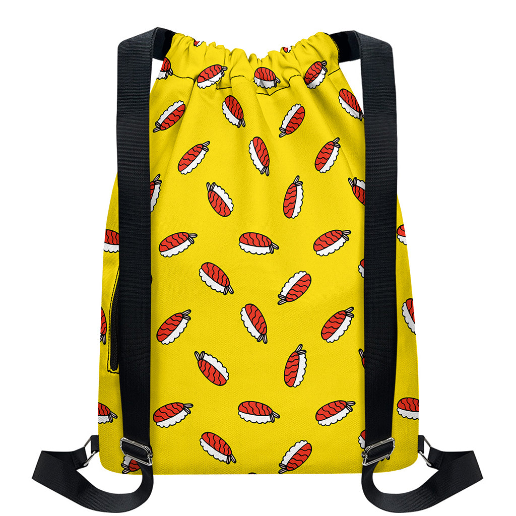 Doodle Japanese Sushi Pattern Print Drawstring Backpack