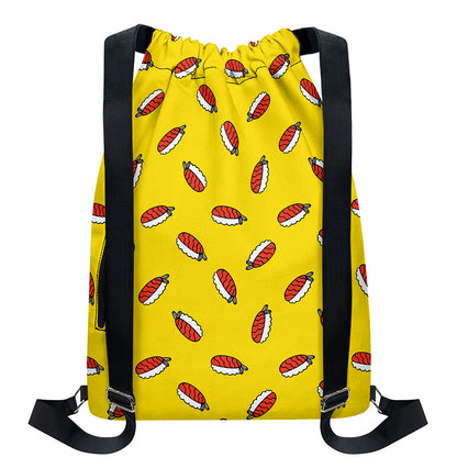Doodle Japanese Sushi Pattern Print Drawstring Backpack