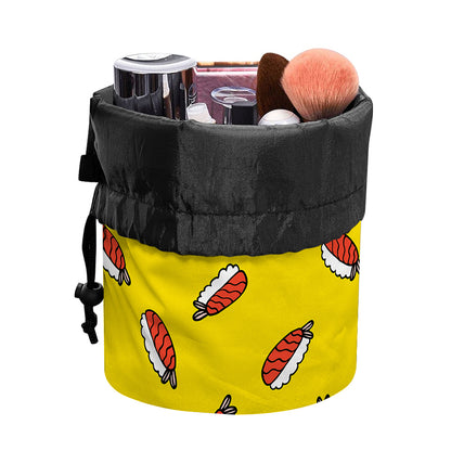 Doodle Japanese Sushi Pattern Print Drawstring Makeup Bag