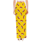 Doodle Japanese Sushi Pattern Print High Slit Maxi Skirt