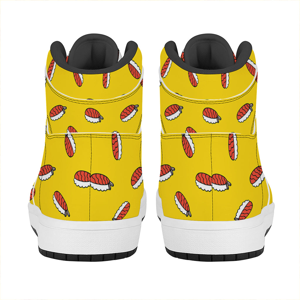 Doodle Japanese Sushi Pattern Print High Top Leather Sneakers