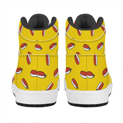 Doodle Japanese Sushi Pattern Print High Top Leather Sneakers