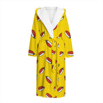 Doodle Japanese Sushi Pattern Print Hooded Bathrobe
