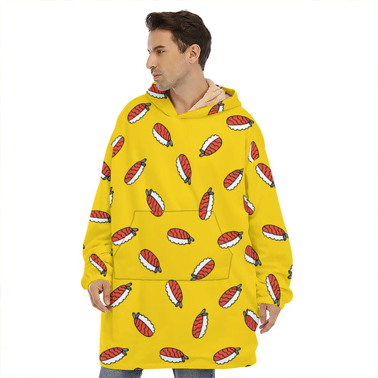 Doodle Japanese Sushi Pattern Print Hoodie Blanket