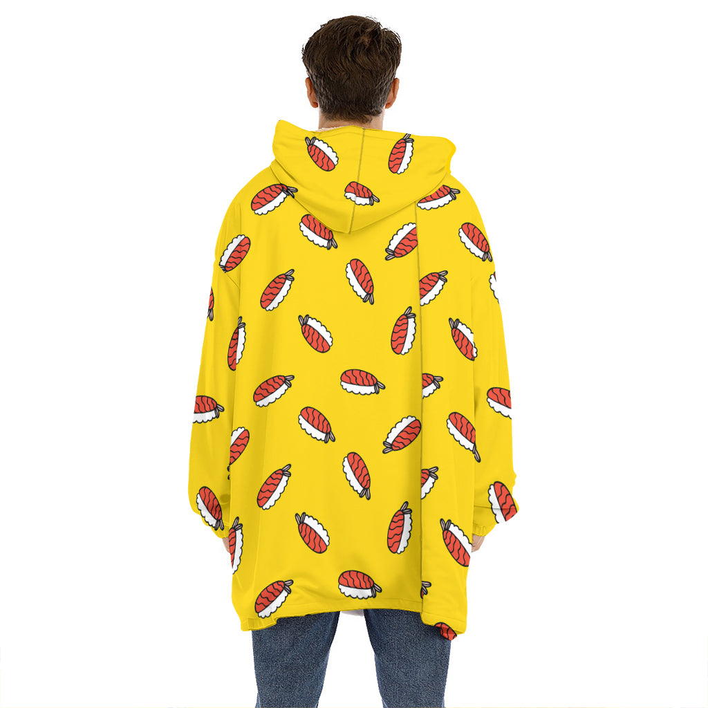 Doodle Japanese Sushi Pattern Print Hoodie Blanket