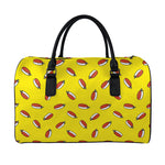 Doodle Japanese Sushi Pattern Print Leather Duffle Bag