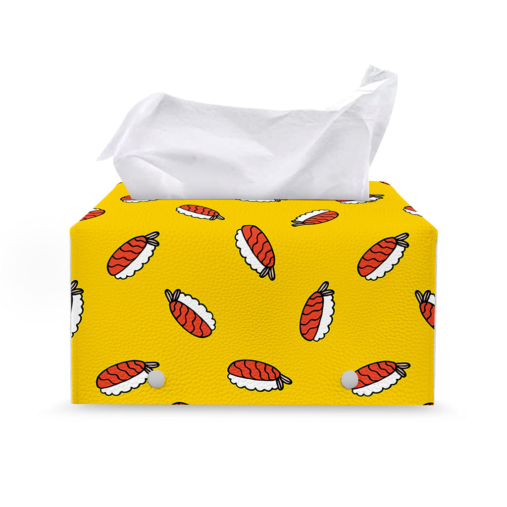 Doodle Japanese Sushi Pattern Print Leather Tissue Box Cover