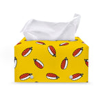 Doodle Japanese Sushi Pattern Print Leather Tissue Box Cover