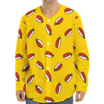 Doodle Japanese Sushi Pattern Print Long Sleeve Baseball Jersey