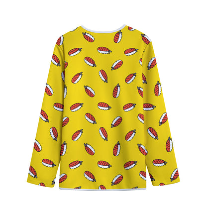 Doodle Japanese Sushi Pattern Print Long Sleeve Short Coat