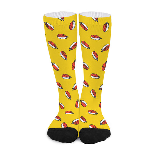 Doodle Japanese Sushi Pattern Print Long Socks