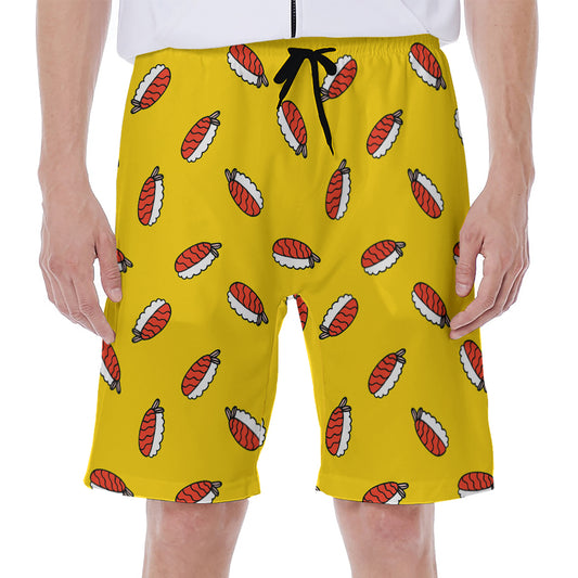 Doodle Japanese Sushi Pattern Print Men's Beach Shorts
