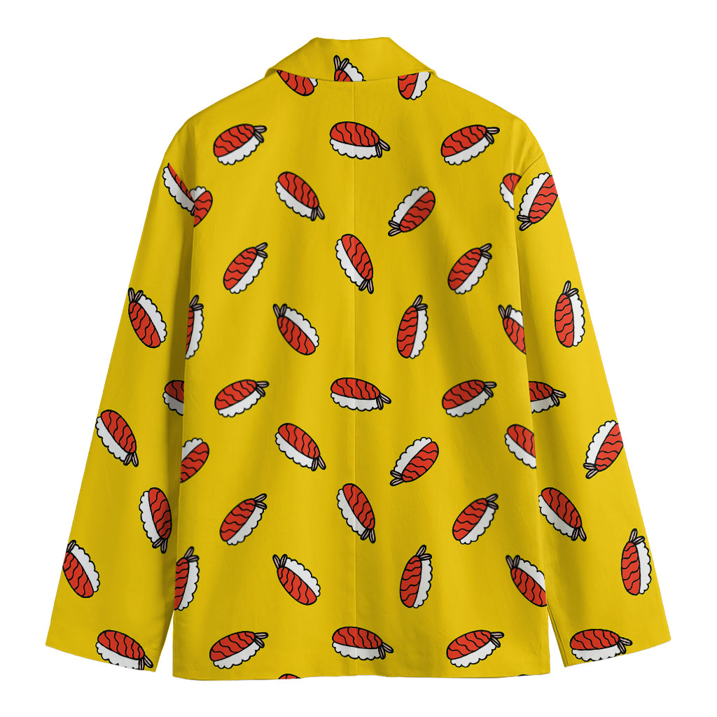 Doodle Japanese Sushi Pattern Print Men's Cotton Blazer
