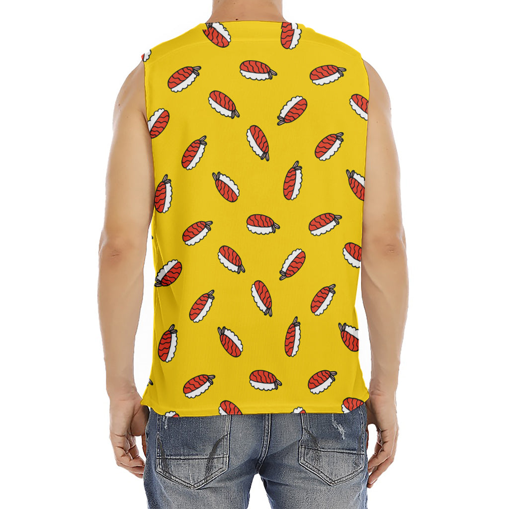 Doodle Japanese Sushi Pattern Print Men's Fitness Tank Top