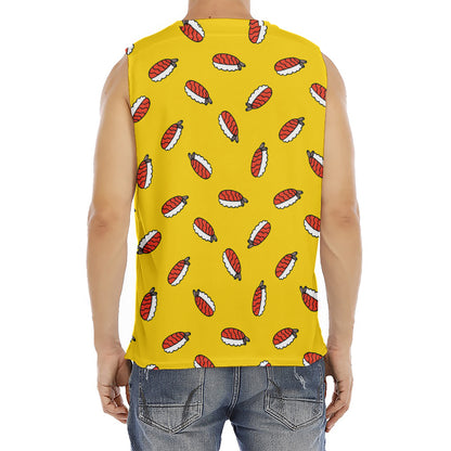 Doodle Japanese Sushi Pattern Print Men's Fitness Tank Top