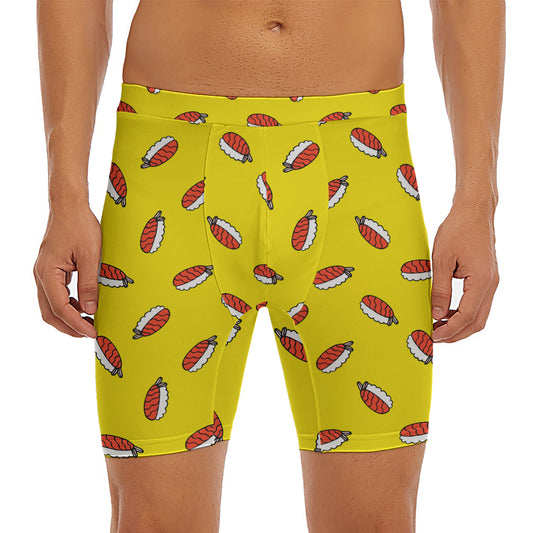 Doodle Japanese Sushi Pattern Print Men's Long Boxer Briefs