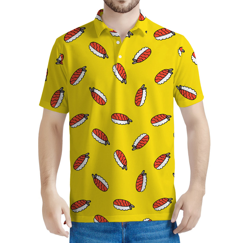 Doodle Japanese Sushi Pattern Print Men's Polo Shirt