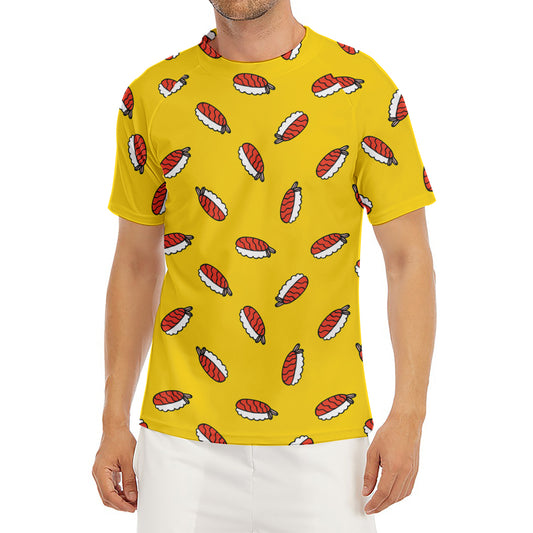 Doodle Japanese Sushi Pattern Print Men's Short Sleeve Rash Guard