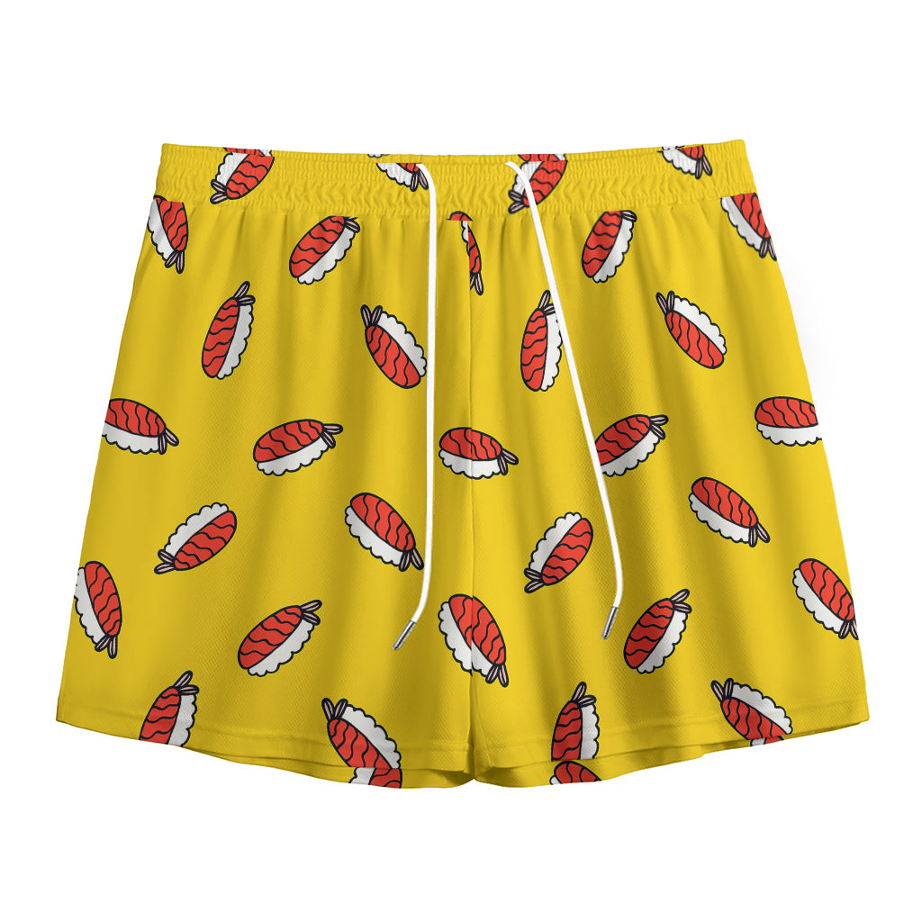 Doodle Japanese Sushi Pattern Print Mesh Shorts