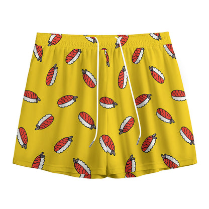 Doodle Japanese Sushi Pattern Print Mesh Shorts