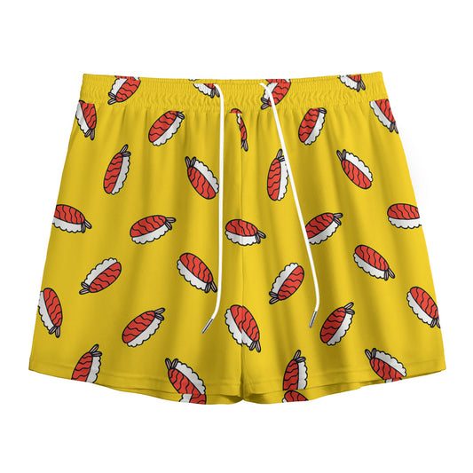 Doodle Japanese Sushi Pattern Print Mesh Shorts