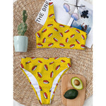 Doodle Japanese Sushi Pattern Print One Shoulder Bikini Top