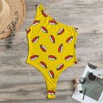 Doodle Japanese Sushi Pattern Print One Shoulder Bodysuit