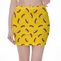 Doodle Japanese Sushi Pattern Print Pencil Mini Skirt