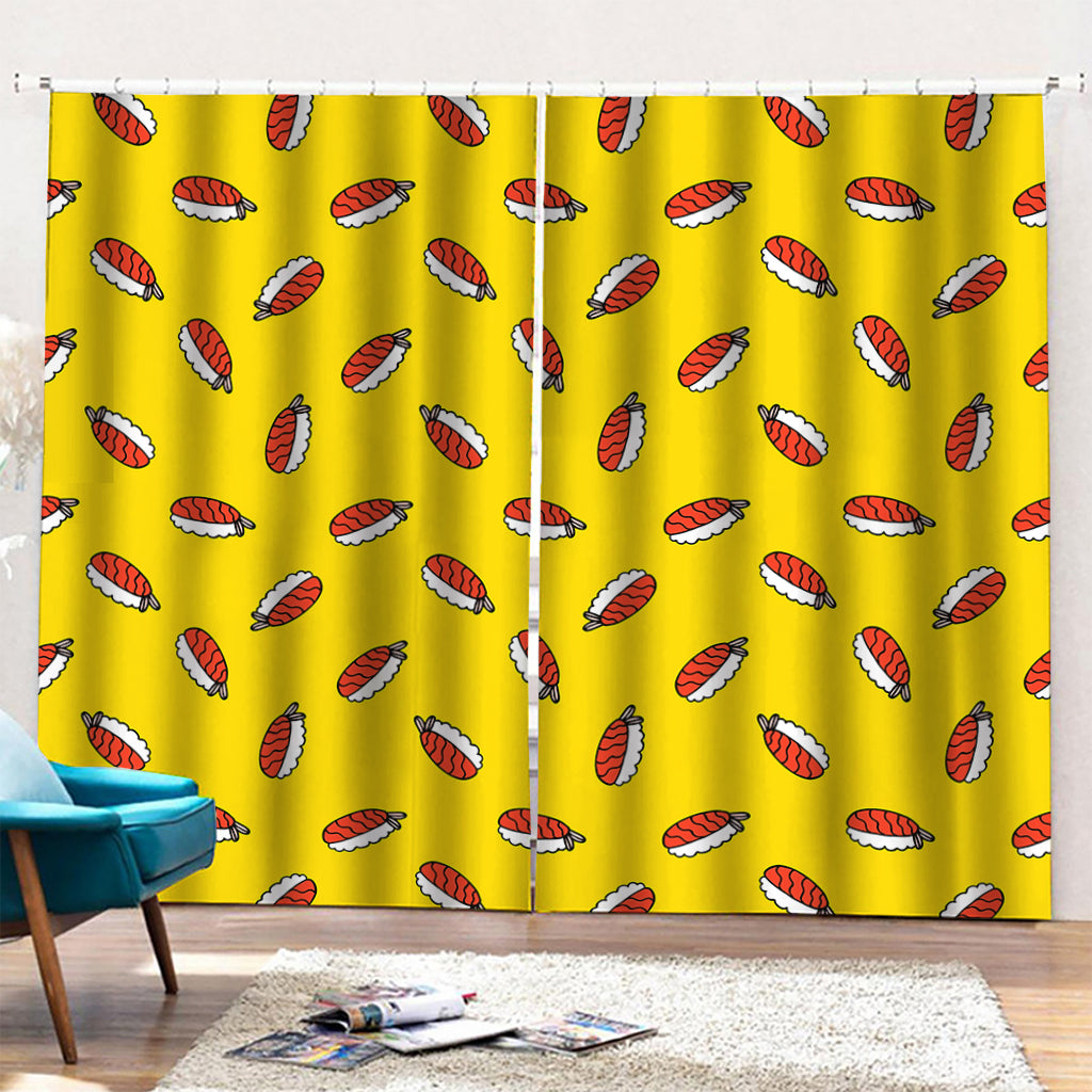 Doodle Japanese Sushi Pattern Print Pencil Pleat Curtains