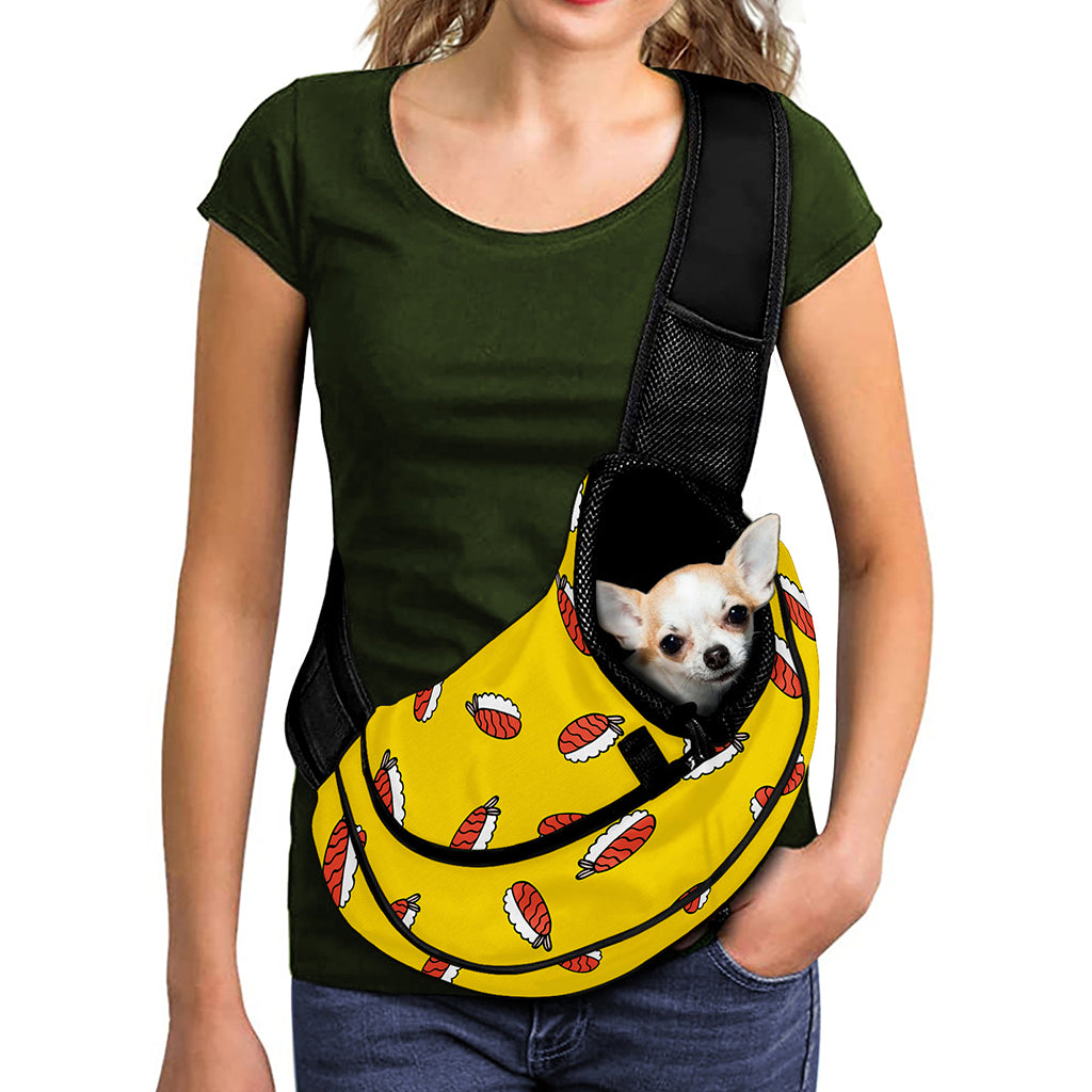 Doodle Japanese Sushi Pattern Print Pet Sling Carrier
