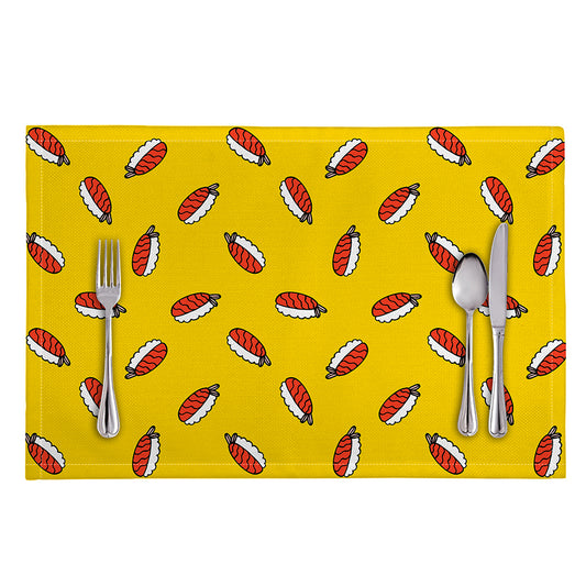 Doodle Japanese Sushi Pattern Print Placemat