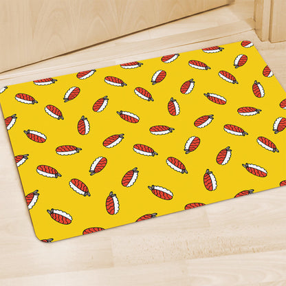Doodle Japanese Sushi Pattern Print Polyester Doormat