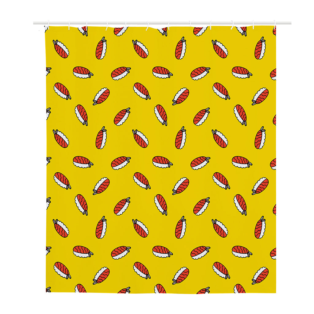 Doodle Japanese Sushi Pattern Print Polyester Shower Curtain